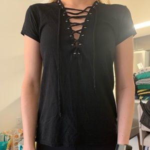 Pam and Gela Lace up tee